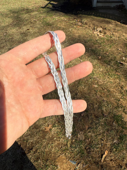 Ladies Solid 925 Sterling Silver Braided Herringbone Chain Necklace 6mm 14"-22"