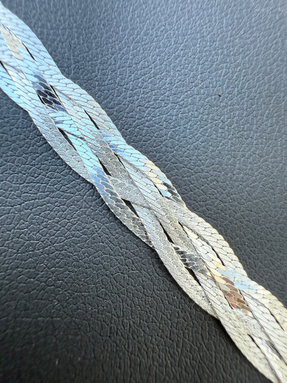 Ladies Solid 925 Sterling Silver Braided Herringbone Chain Necklace 6mm 14"-22"