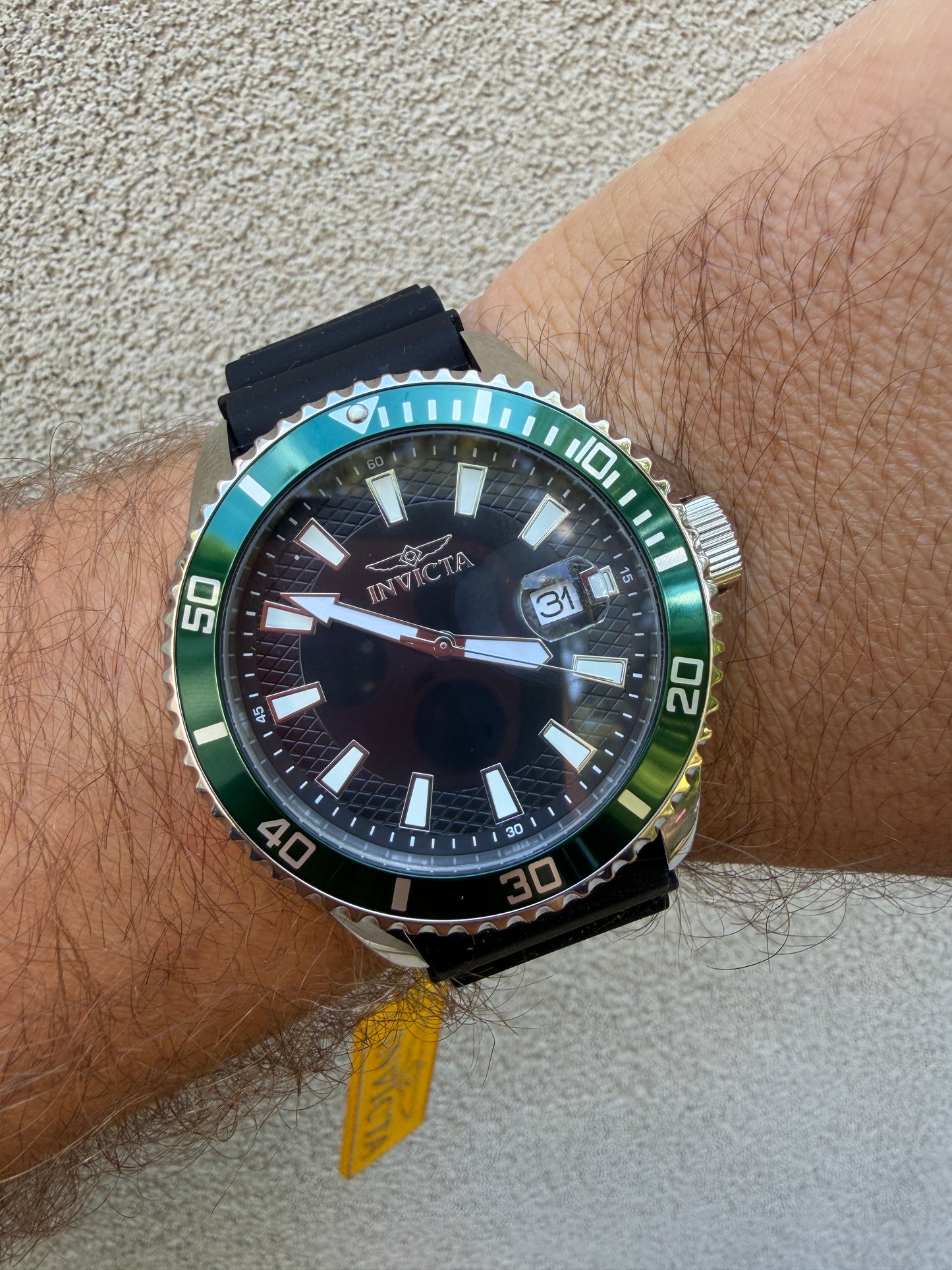 Invicta Pro Diver 46129 45mm Green Bezel - Japan Movement Silicone Strap
