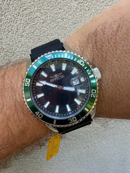 Invicta Pro Diver 46129 45mm Green Bezel - Japan Movement Silicone Strap