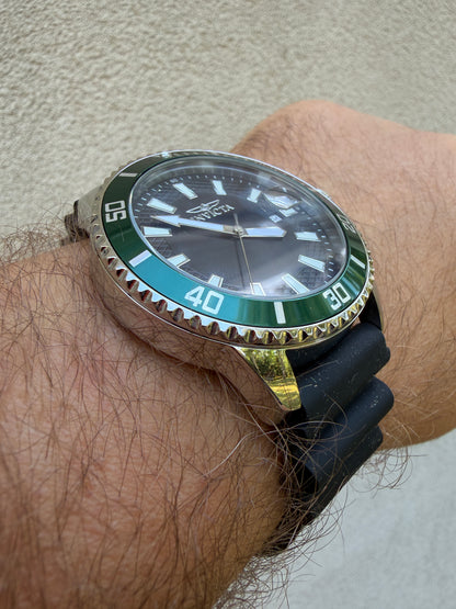 Invicta Pro Diver 46129 45mm Green Bezel - Japan Movement Silicone Strap