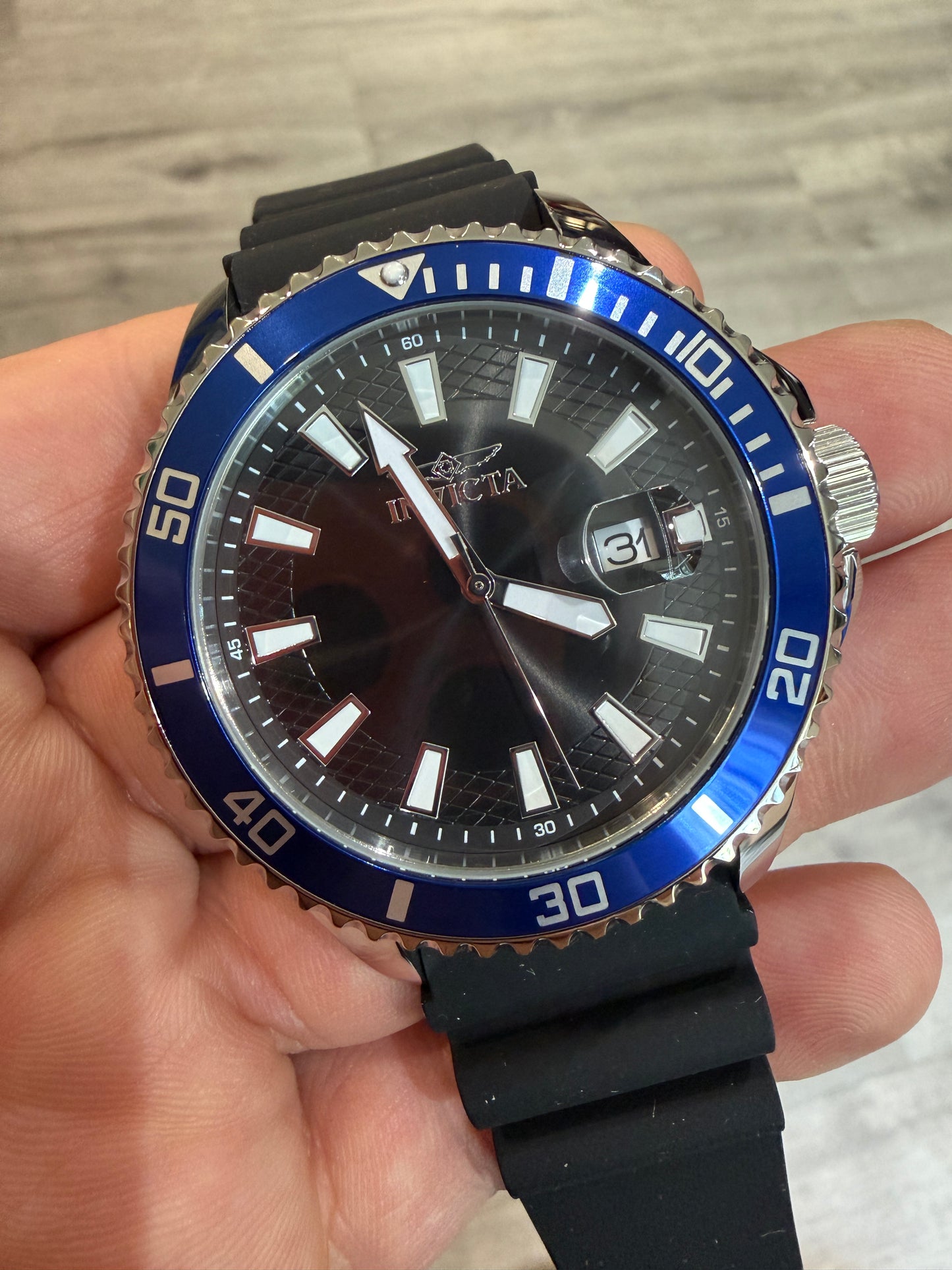 Invicta Pro Diver 46130 45mm Blue Bezel - Japan Movement Silicone Strap