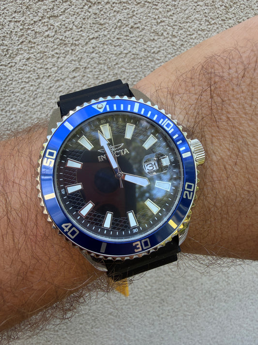 Invicta Pro Diver 46130 45mm Blue Bezel - Japan Movement Silicone Strap