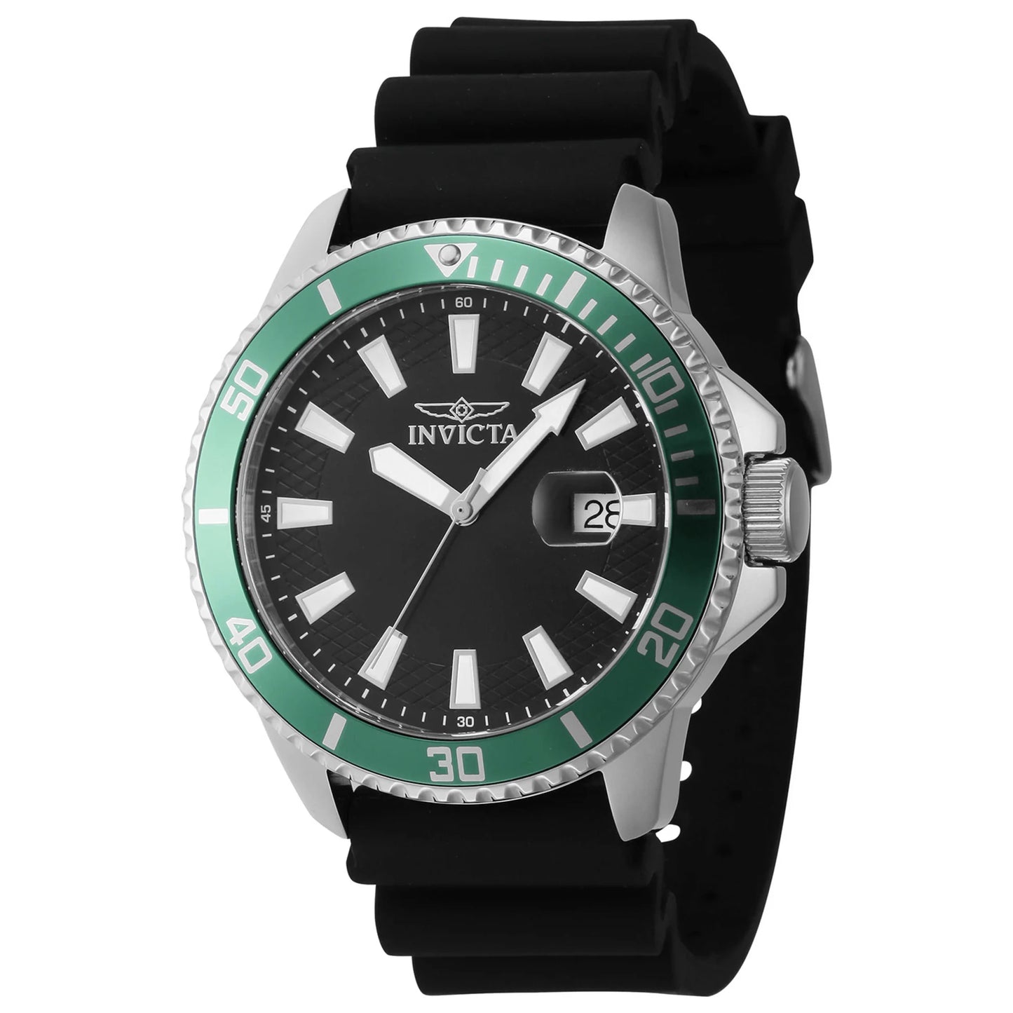 Invicta Pro Diver 46129 45mm Green Bezel - Japan Movement Silicone Strap