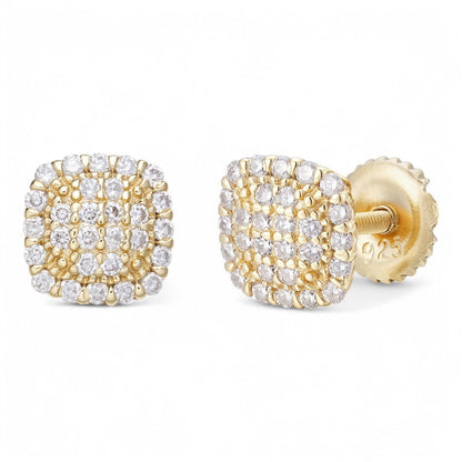 Iced Square Cheap Moissanite Earrings Men Ladies 6.5mm 14k Gold Over 925 Silver Imported from eBay HarlemBling