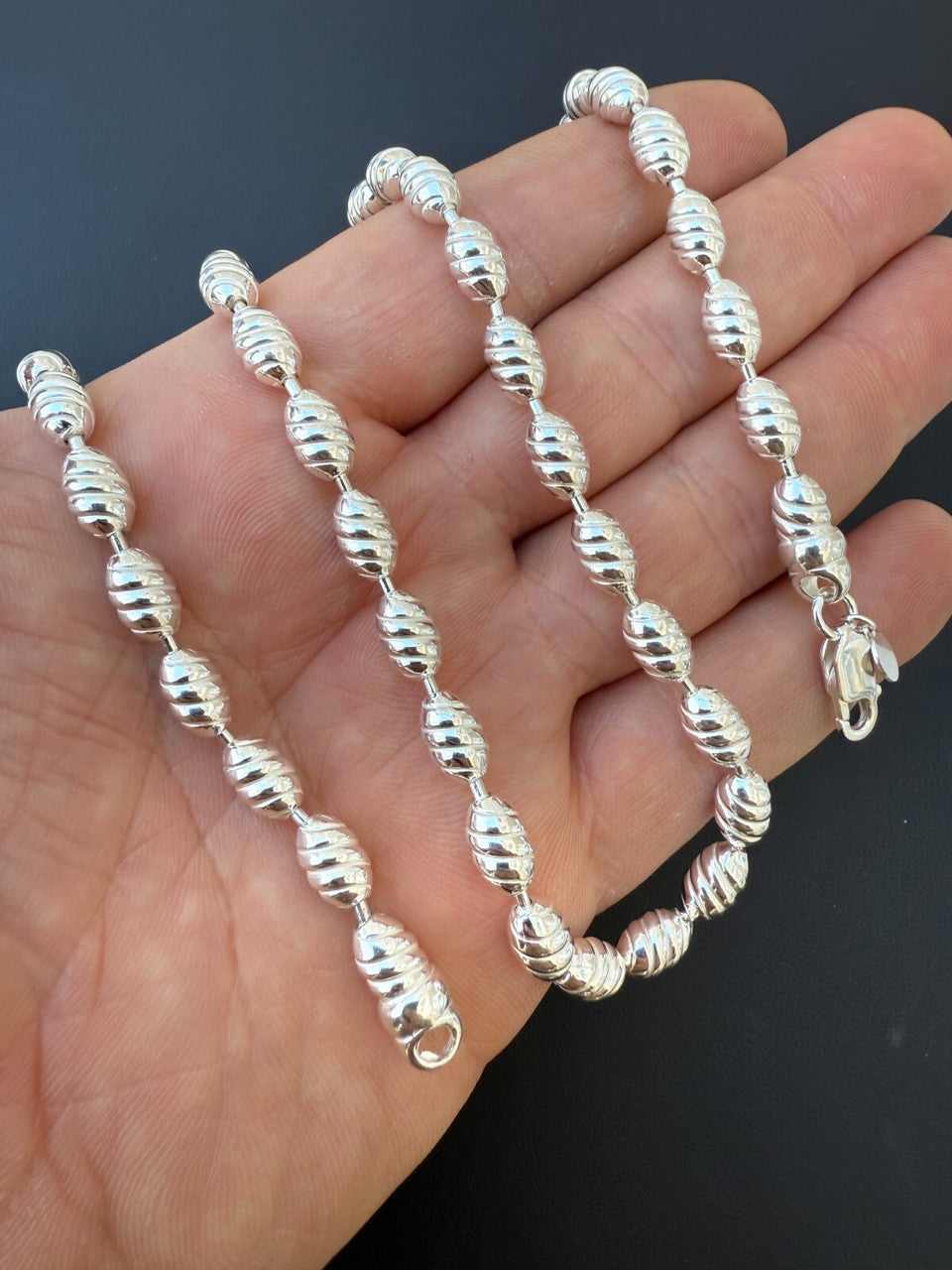 Infinity Rice Link Chain Necklace - 925 Sterling Silver - 18
