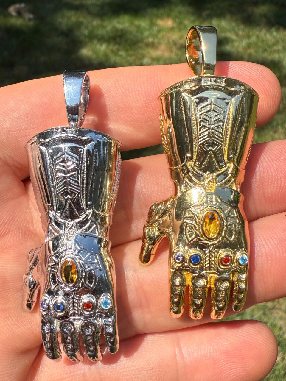 Limited Edition Thanos Infinity Hand Glove Gauntlet 925 Sterling Silver Pendant Imported from eBay HarlemBling