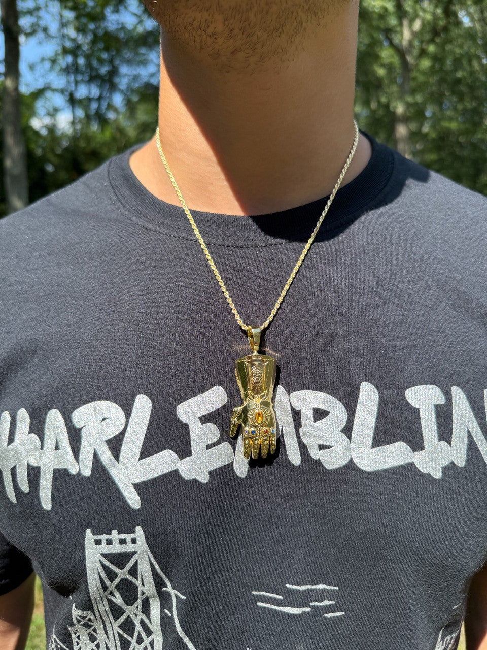 Limited Edition Thanos Infinity Hand Glove Gauntlet 925 Sterling Silver Pendant Imported from eBay HarlemBling