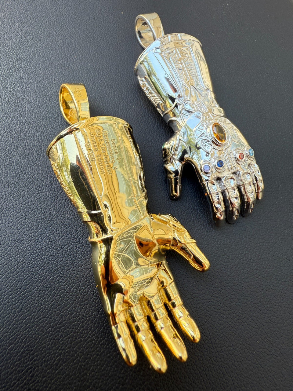 Limited Edition Thanos Infinity Hand Glove Gauntlet 925 Sterling Silver Pendant Imported from eBay HarlemBling