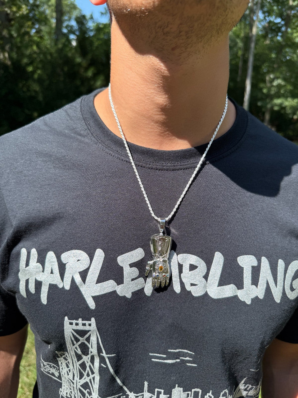 Limited Edition Thanos Infinity Hand Glove Gauntlet 925 Sterling Silver Pendant Imported from eBay HarlemBling