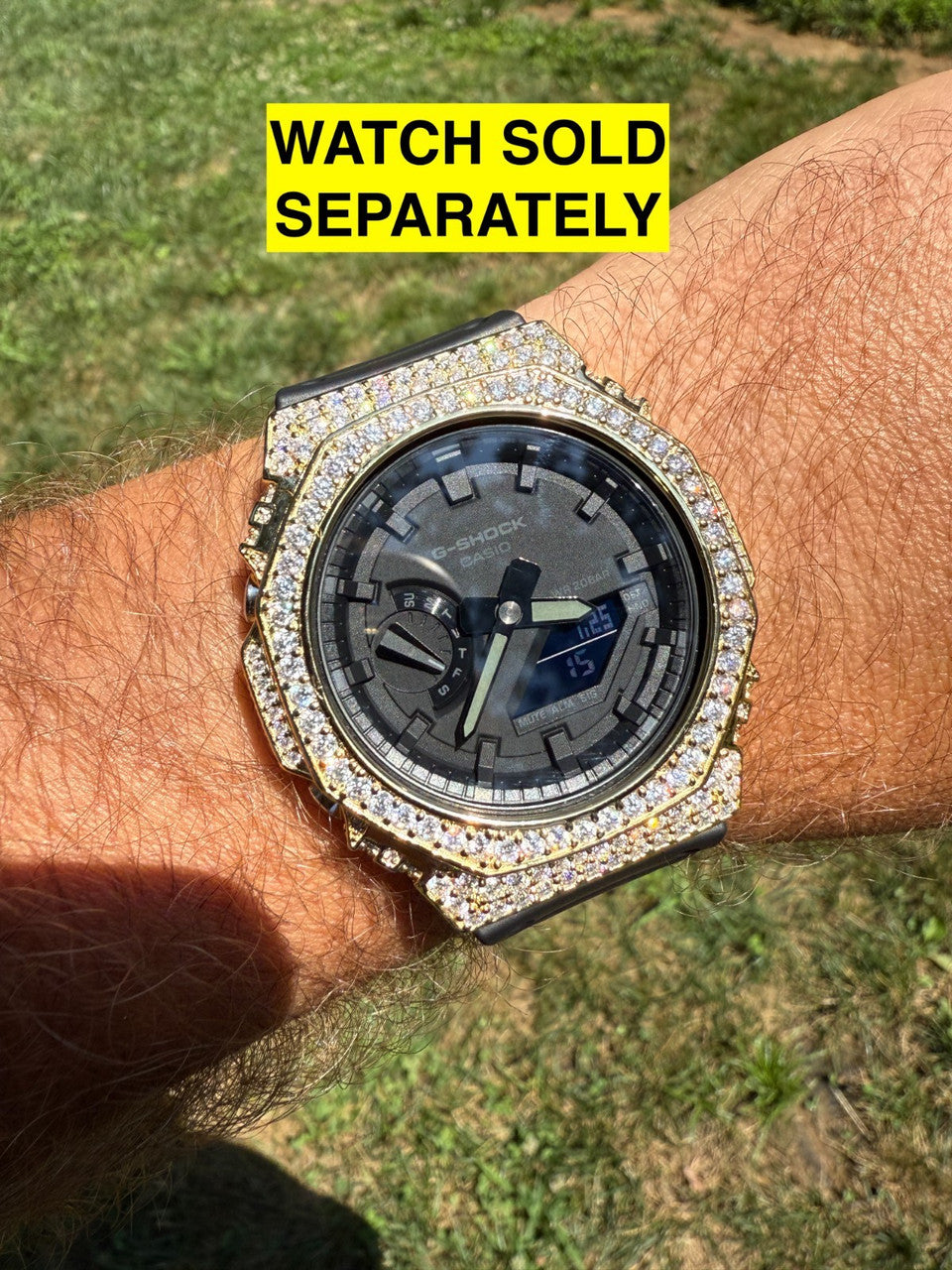 MOISSANITE 14k Gold 925 Silver Iced BEZEL Kit For Casio G Shock GA-2100 Watch ICED OUT WATCHES HarlemBling