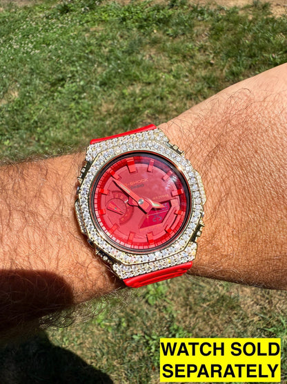 MOISSANITE 14k Gold 925 Silver Iced BEZEL Kit For Casio G Shock GA-2100 Watch ICED OUT WATCHES HarlemBling