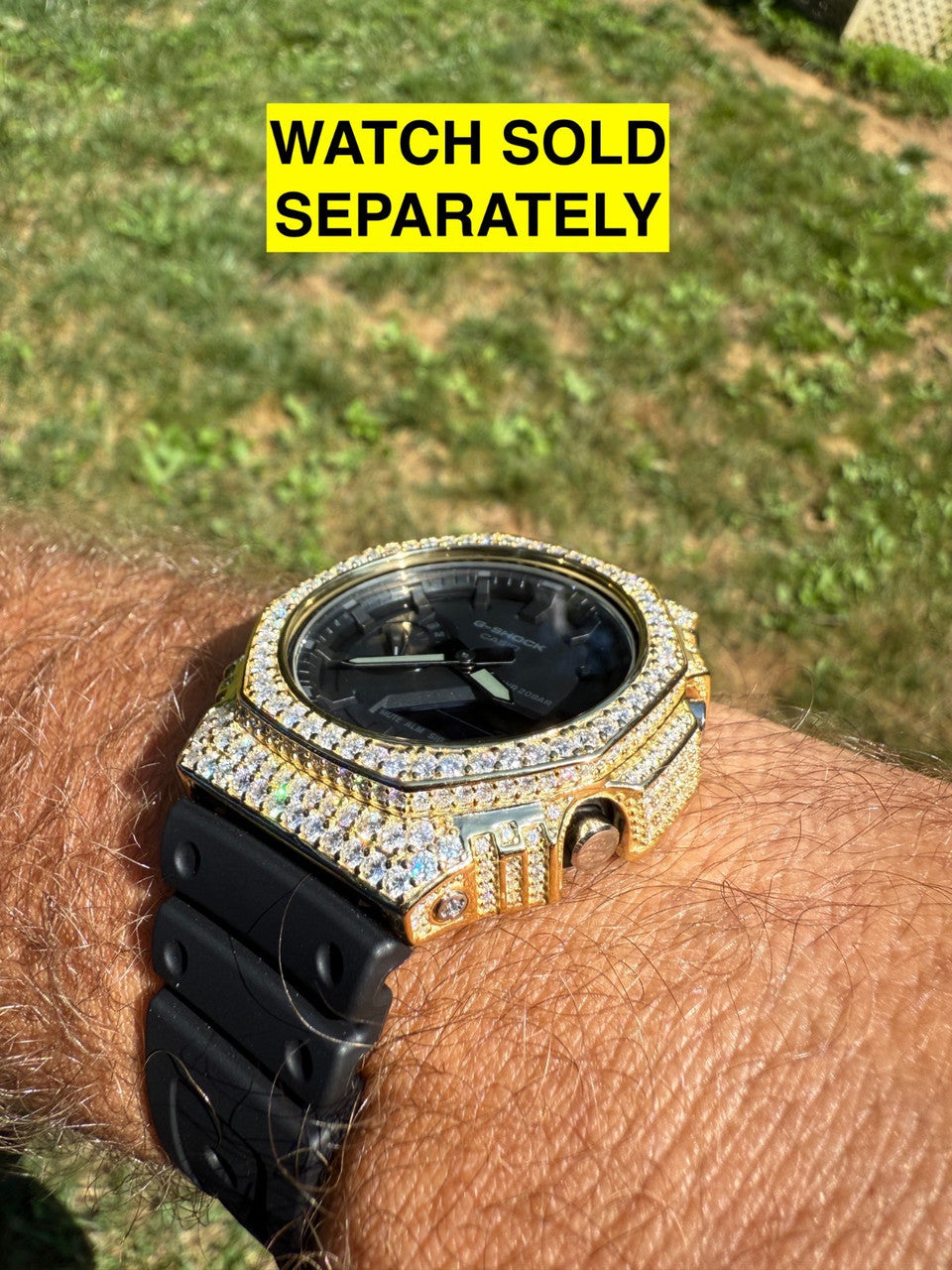 MOISSANITE 14k Gold 925 Silver Iced BEZEL Kit For Casio G Shock GA-2100 Watch ICED OUT WATCHES HarlemBling