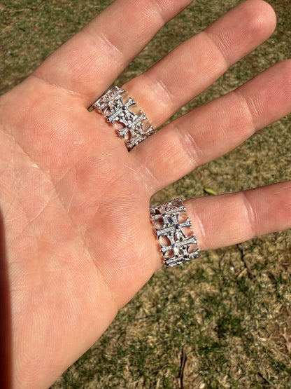 MOISSANITE Cross Ring Solid 925 Silver 13.5mm Wedding Band Hearts Of Chrome Imported from eBay HarlemBling