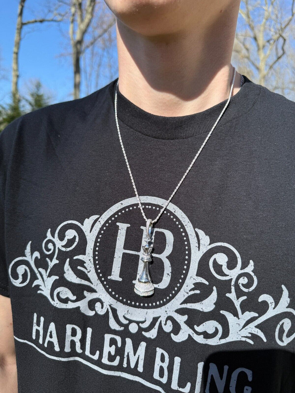 MOISSANITE King Chess Piece Iced Out Pendant - 14k Yellow Gold Vermeil Or 925 Silver - Medium 2.5" MOISSANITE HarlemBling