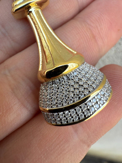 MOISSANITE King Chess Piece Iced Out Pendant - 14k Yellow Gold Vermeil Or 925 Silver - Medium 2.5" MOISSANITE HarlemBling