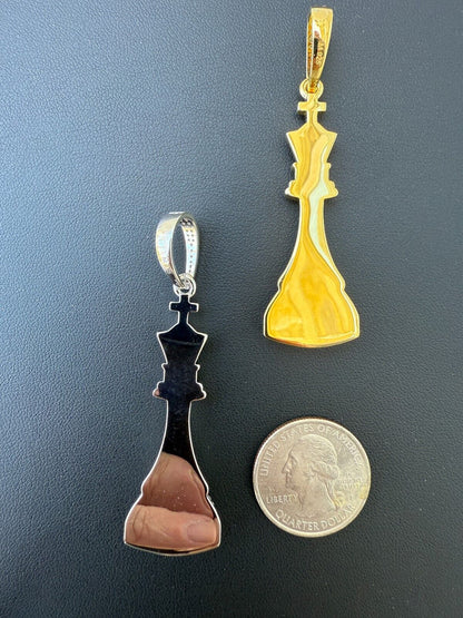 MOISSANITE King Chess Piece Iced Out Pendant - 14k Yellow Gold Vermeil Or 925 Silver - Medium 2.5" MOISSANITE HarlemBling