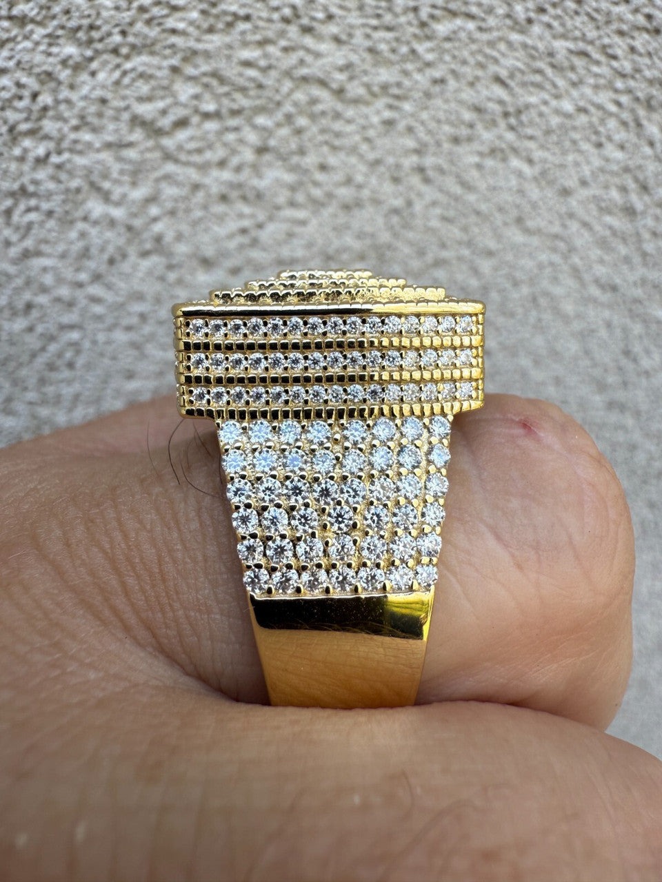 MOISSANITE Large Square Iced Out Ring - 14k Gold Vermeil 925 Silver MOISSANITE HarlemBling