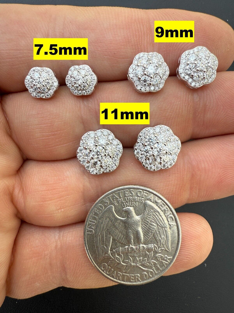 MOISSANITE Micropave Cluster Iced Out Earrings - 925 Silver - 7.5mm-12mm EVERYDAY ESSENTIALS HarlemBling