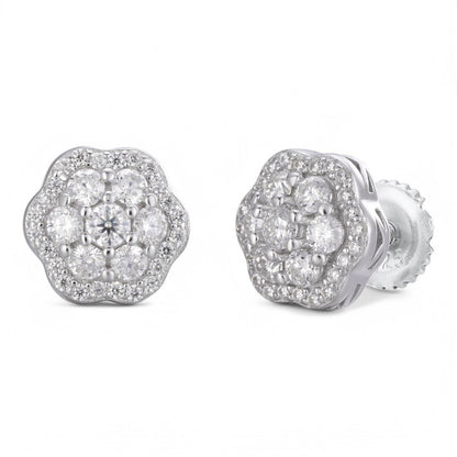 MOISSANITE Micropave Cluster Iced Out Earrings - 925 Silver - 7.5mm-12mm EVERYDAY ESSENTIALS HarlemBling
