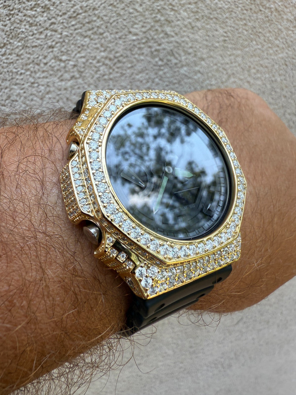 MOISSANITE Real 14k Gold Over 925 Silver Iced Casio G Shock GA2100 Hip Hop Watch ICED OUT WATCHES HarlemBling