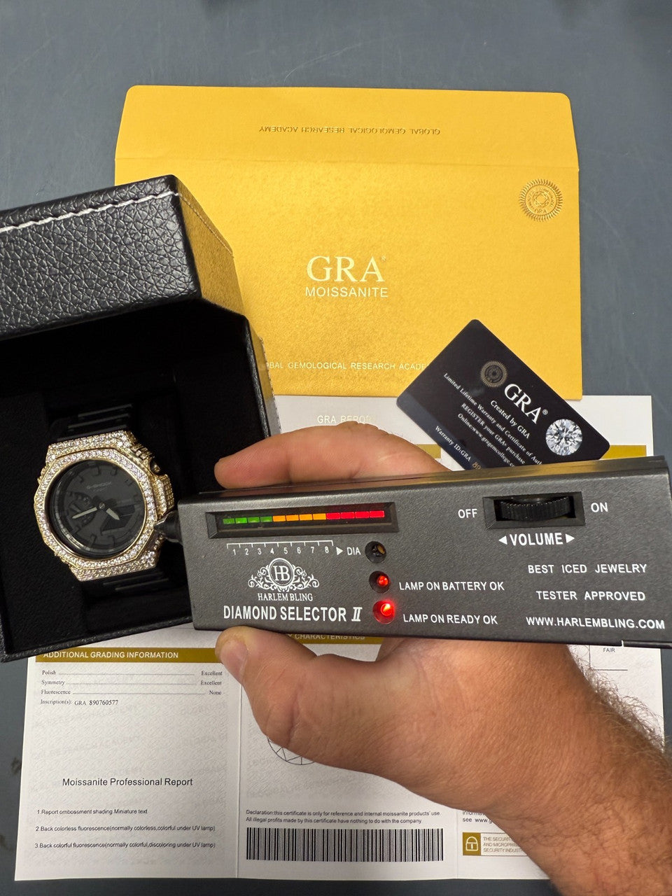 MOISSANITE Real 14k Gold Over 925 Silver Iced Casio G Shock GA2100 Hip Hop Watch ICED OUT WATCHES HarlemBling