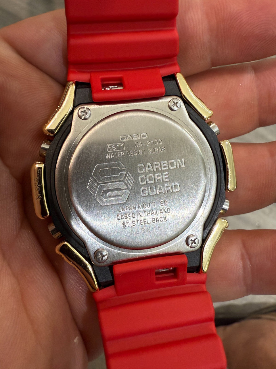 MOISSANITE Real 14k Gold Over 925 Silver Iced Red Casio G Shock GA2100 Watch ICED OUT WATCHES HarlemBling