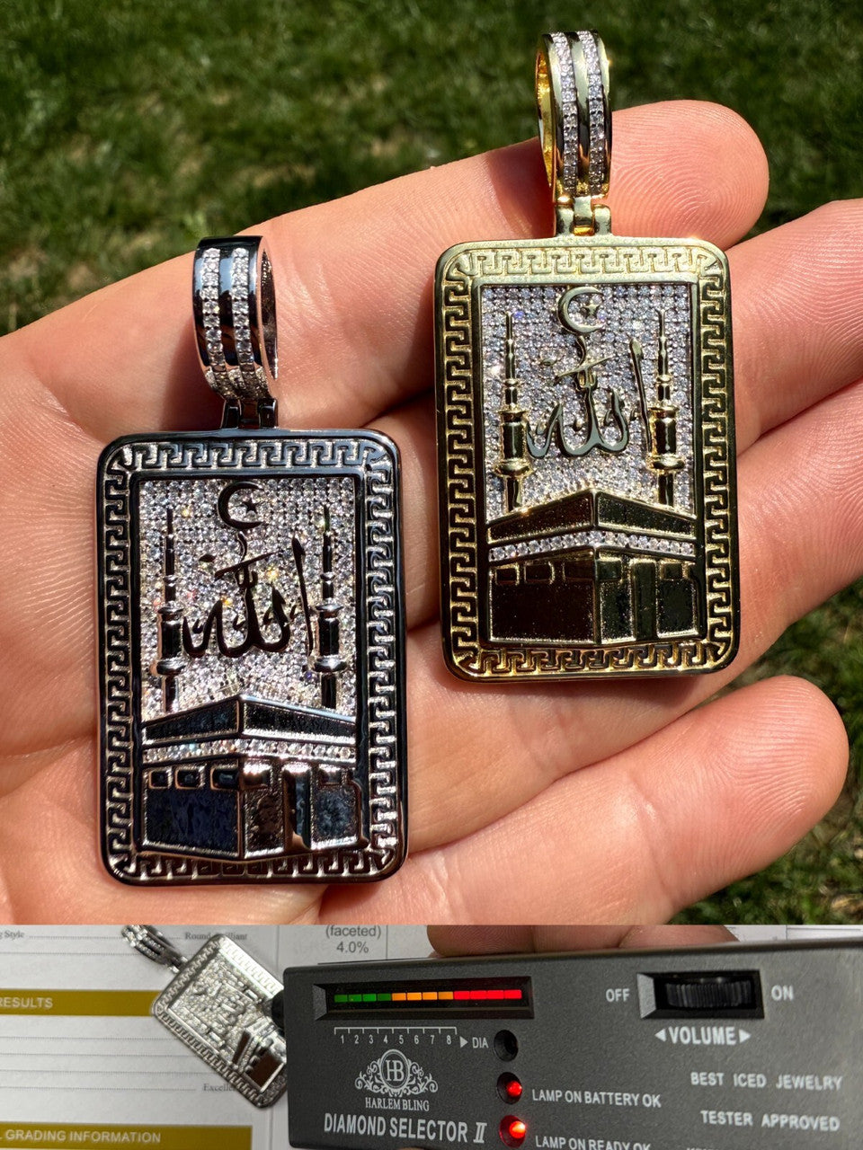 MOISSANITE Real 925 Silver Mecca Kaaba Arabic Islamic Pendant Iced Hip Hop Imported from eBay HarlemBling