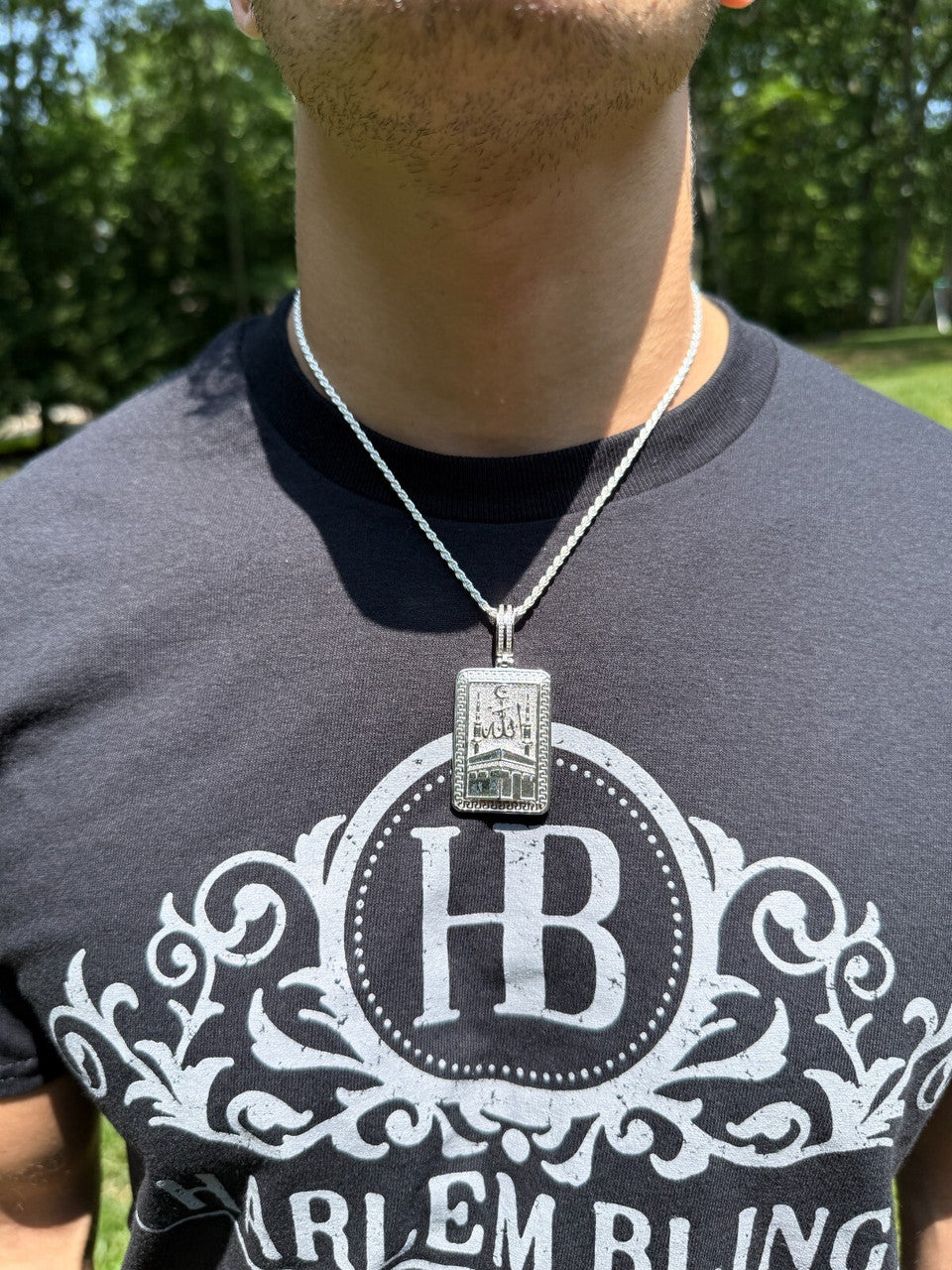 MOISSANITE Real 925 Silver Mecca Kaaba Arabic Islamic Pendant Iced Hip Hop Imported from eBay HarlemBling