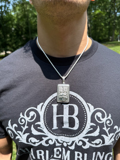 MOISSANITE Real 925 Silver Mecca Kaaba Arabic Islamic Pendant Iced Hip Hop Imported from eBay HarlemBling