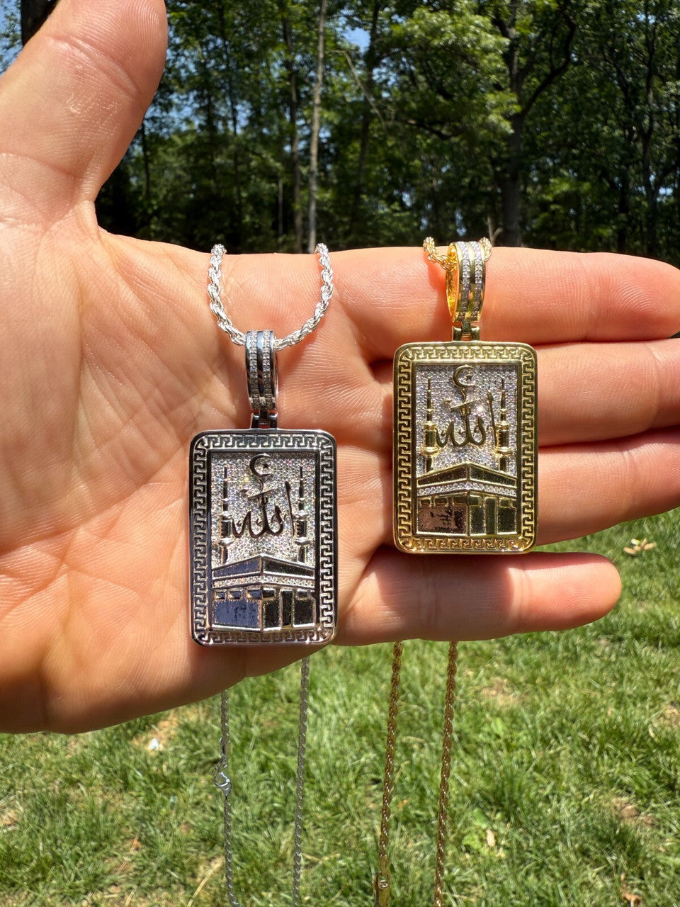 MOISSANITE Real 925 Silver Mecca Kaaba Arabic Islamic Pendant Iced Hip Hop Imported from eBay HarlemBling