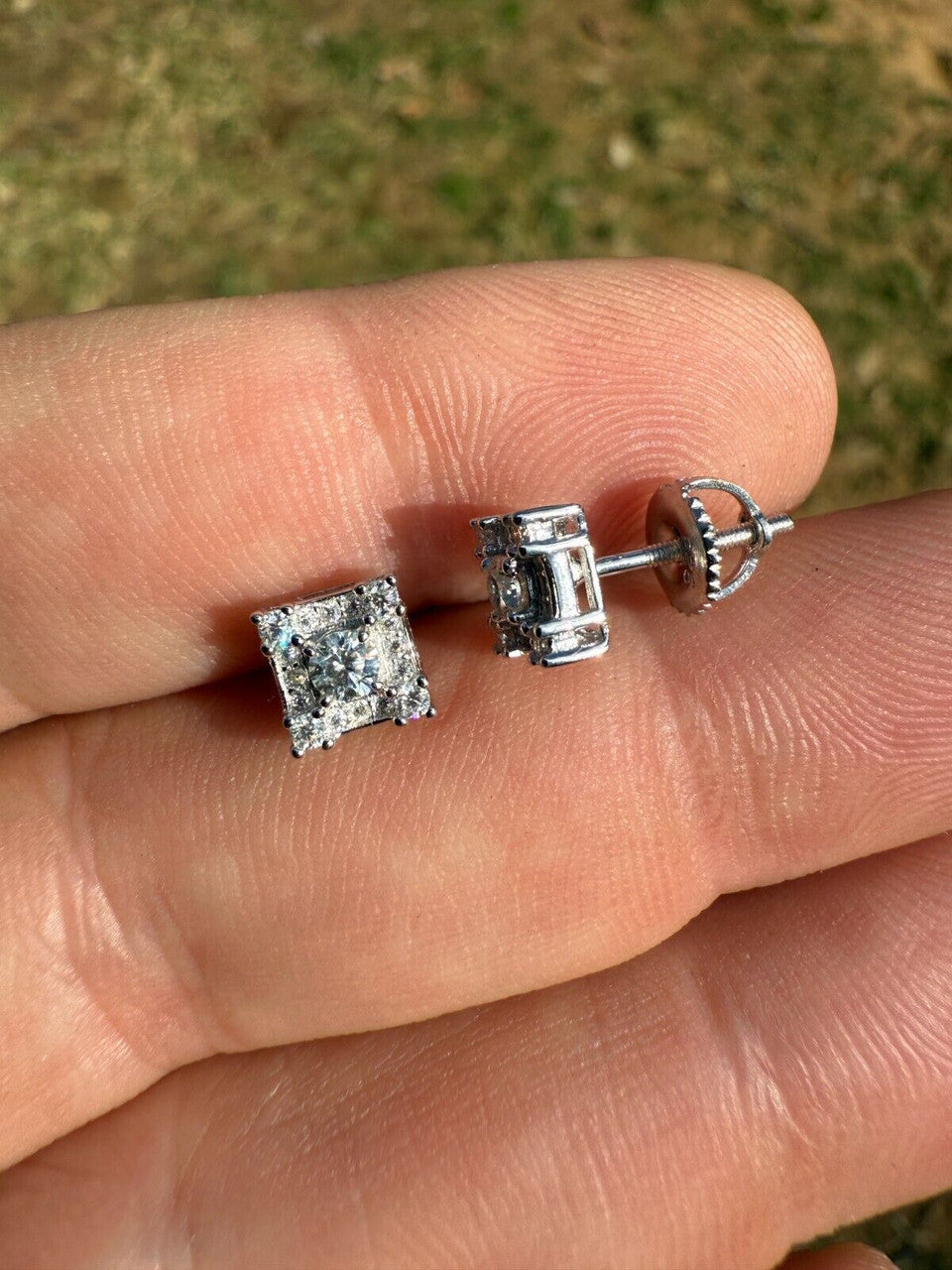 MOISSANITE Square Rapper Earrings - 925 Silver - 6mm Imported from eBay HarlemBling