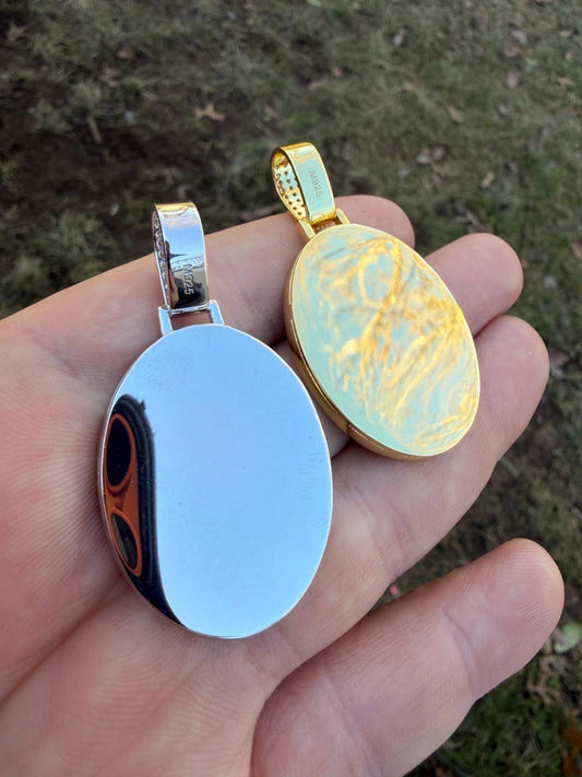 MOISSANITE Virgin Mary Detailed Medallion Pendant Real 925 Silver Gold Necklace Imported from eBay HarlemBling