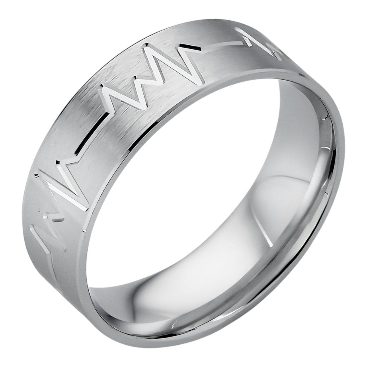 Mens Ladies Solid 925 Sterling Silver Plain Wedding Band Ring - Heartbeat Pulse Imported from eBay HarlemBling
