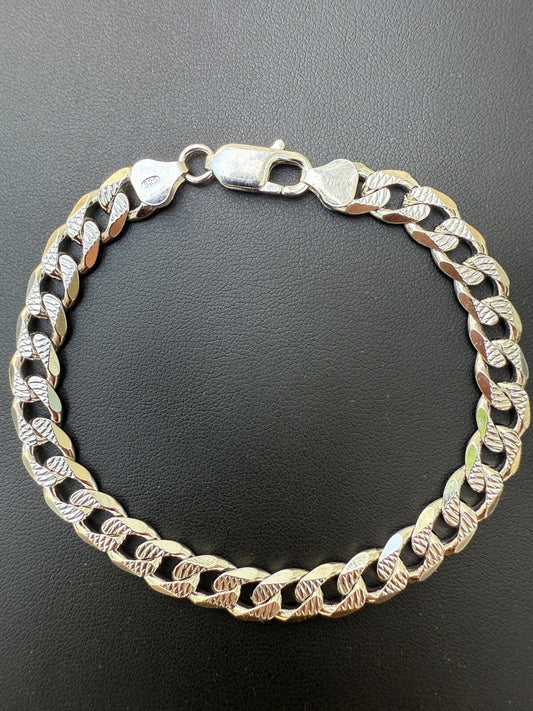 Mens Miami Cuban Bracelet Diamond Cut Solid 925 Silver - Rhodium Finished Imported from eBay HarlemBling