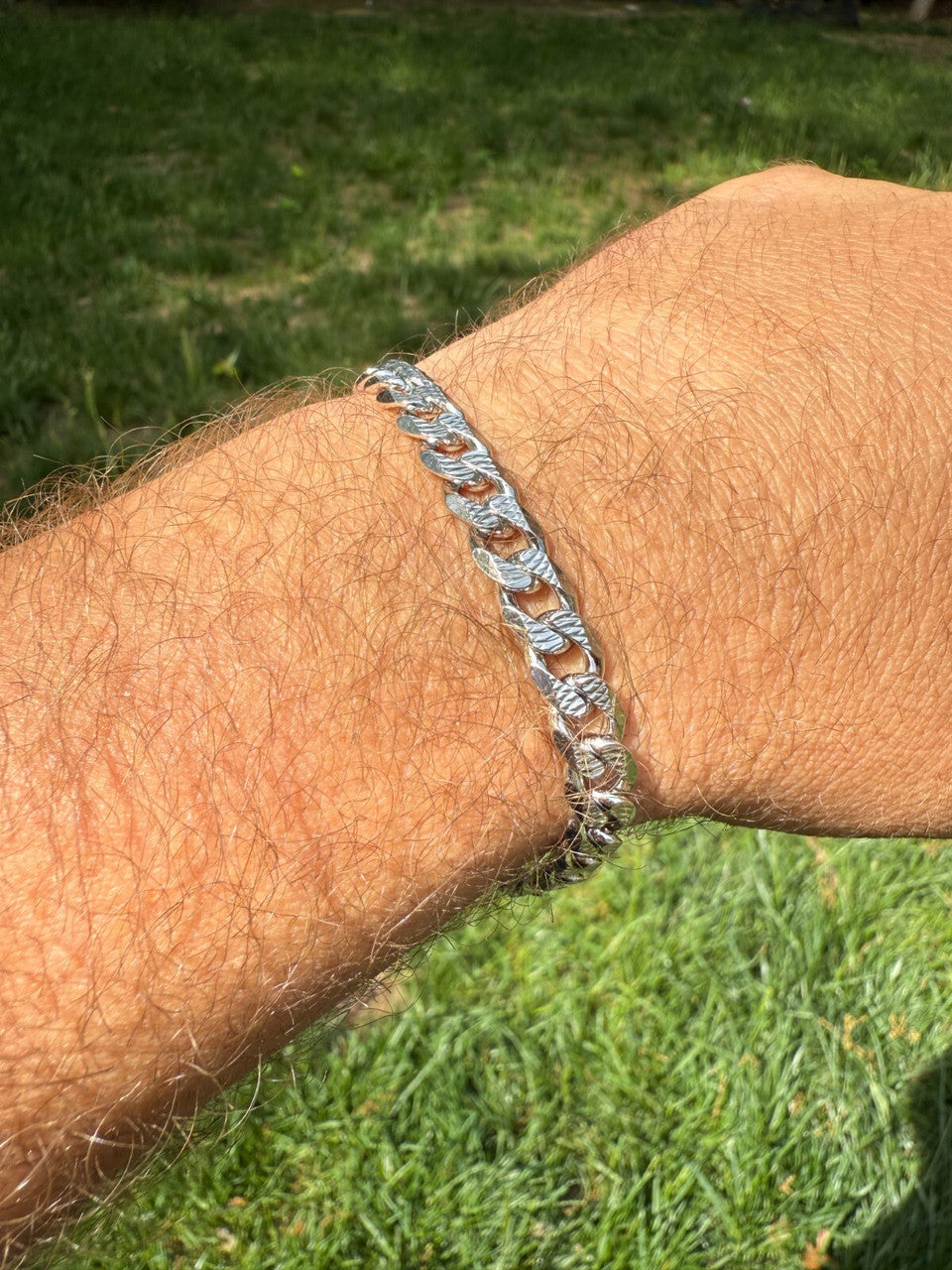 Mens Miami Cuban Bracelet Diamond Cut Solid 925 Silver - Rhodium Finished Imported from eBay HarlemBling