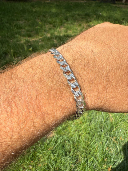 Mens Miami Cuban Bracelet Diamond Cut Solid 925 Silver - Rhodium Finished Imported from eBay HarlemBling
