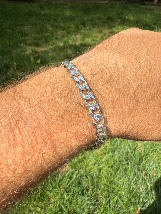 Mens Miami Cuban Bracelet Diamond Cut Solid 925 Silver - Rhodium Finished Imported from eBay HarlemBling