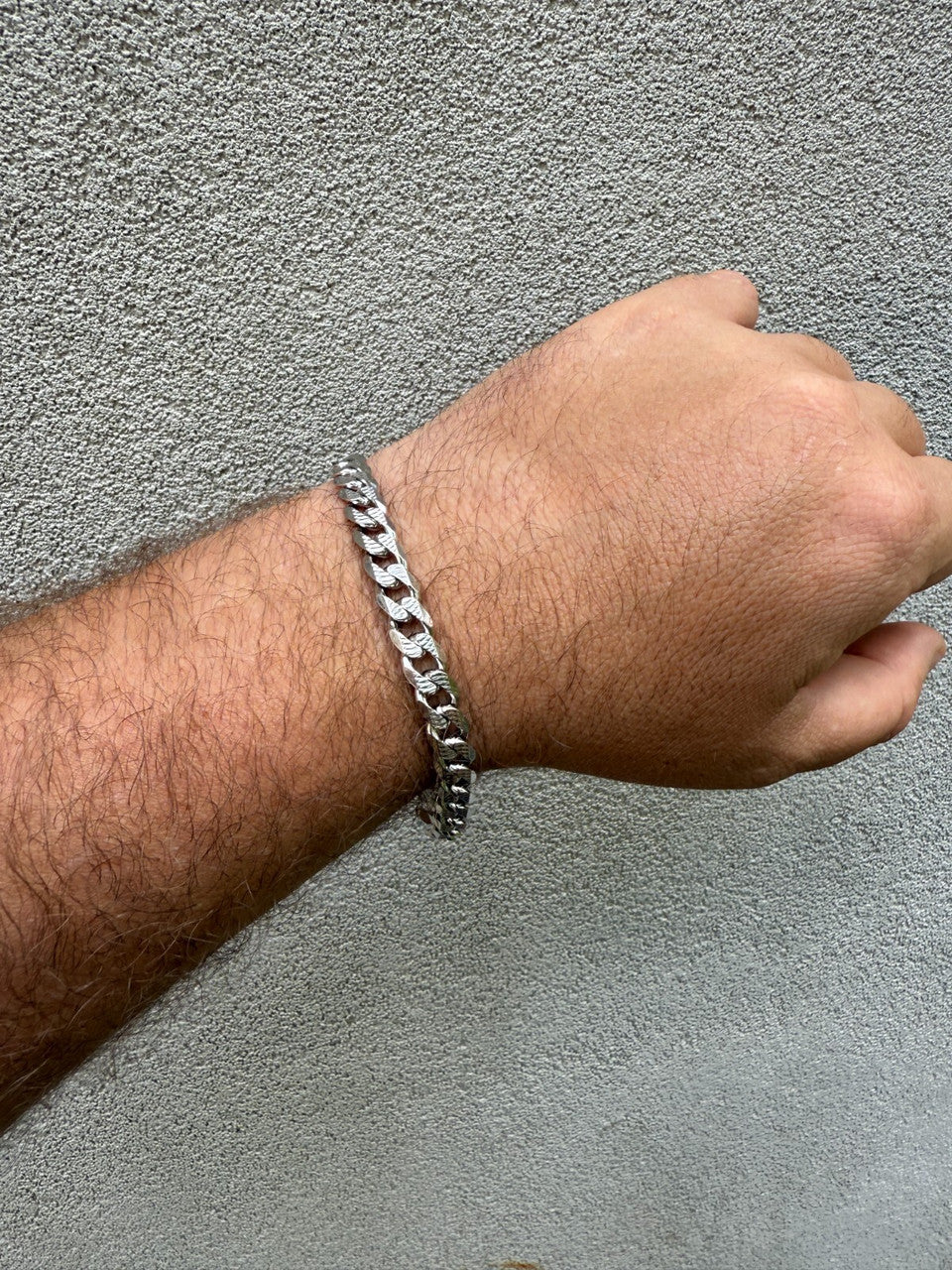 Mens Miami Cuban Bracelet Diamond Cut Solid 925 Silver - Rhodium Finished Imported from eBay HarlemBling