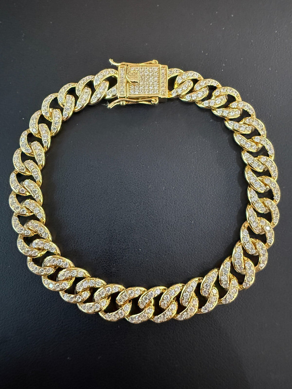Men's Miami Cuban Link Bracelet Real Solid 925 Silver - 14k Gold Vermeil CZ 9mm Imported from eBay HarlemBling