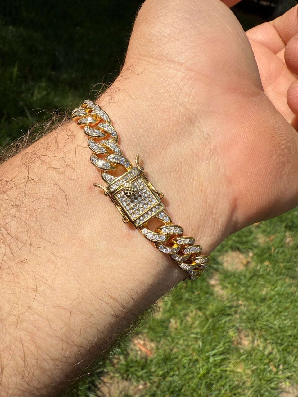 Men's Miami Cuban Link Bracelet Real Solid 925 Silver - 14k Gold Vermeil CZ 9mm Imported from eBay HarlemBling