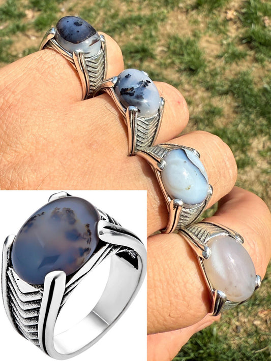 Mens Real 925 Silver Agate Natural Stone Handmade Ring Sz 6-13 NO TWO ARE ALIKE Imported from eBay HarlemBling