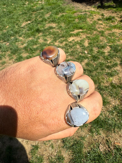 Mens Real Solid 925 Sterling Silver Agate Natural Gemstone Handmade Ring Sz 6-13 Imported from eBay HarlemBling