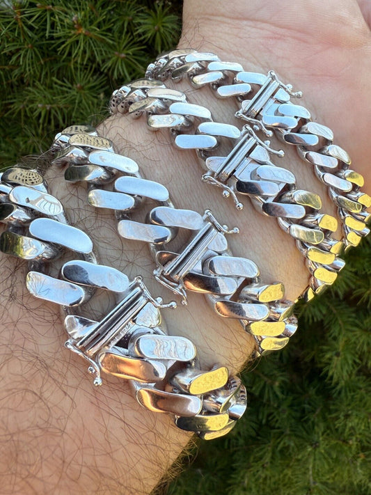 Monaco Cuban Bracelet HOLLOW - Rhodium Finish 925 Sterling Silver - 7"-9" - 9mm-15mm EVERYDAY ESSENTIALS HarlemBling
