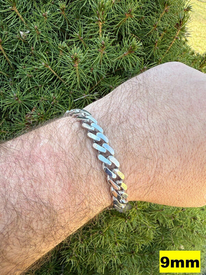 Monaco Cuban Bracelet HOLLOW - Rhodium Finish 925 Sterling Silver - 7"-9" - 9mm-15mm EVERYDAY ESSENTIALS HarlemBling