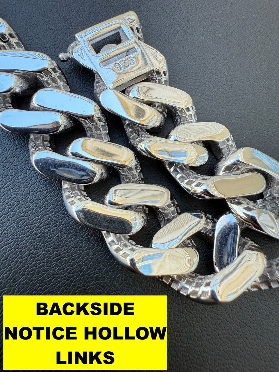 Monaco Cuban Chain Necklace HOLLOW - Rhodium Finish 925 Sterling Silver - 16"-28" - 9mm-15mm EVERYDAY ESSENTIALS HarlemBling