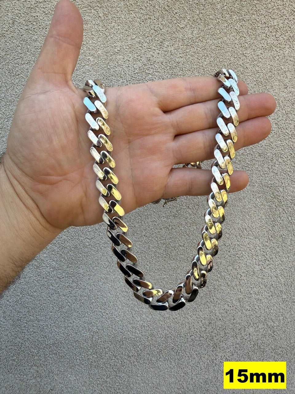 Monaco Cuban Chain Necklace HOLLOW - Rhodium Finish 925 Sterling Silver - 16"-28" - 9mm-15mm EVERYDAY ESSENTIALS HarlemBling