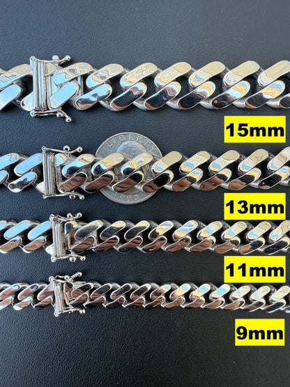 Monaco Cuban Chain Necklace HOLLOW - Rhodium Finish 925 Sterling Silver - 16"-28" - 9mm-15mm EVERYDAY ESSENTIALS HarlemBling