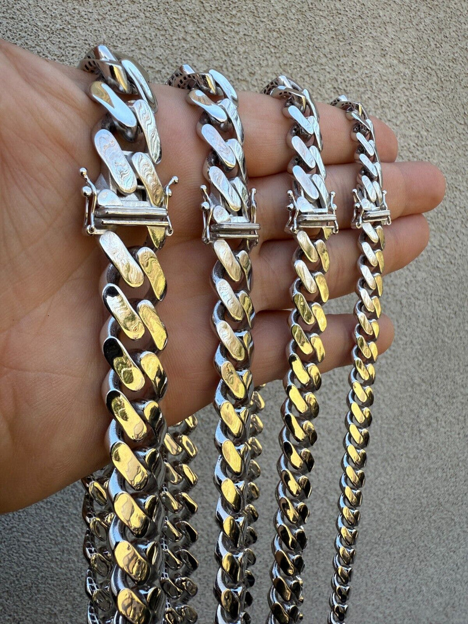 Monaco Cuban Chain Necklace HOLLOW - Rhodium Finish 925 Sterling Silver - 16"-28" - 9mm-15mm EVERYDAY ESSENTIALS HarlemBling