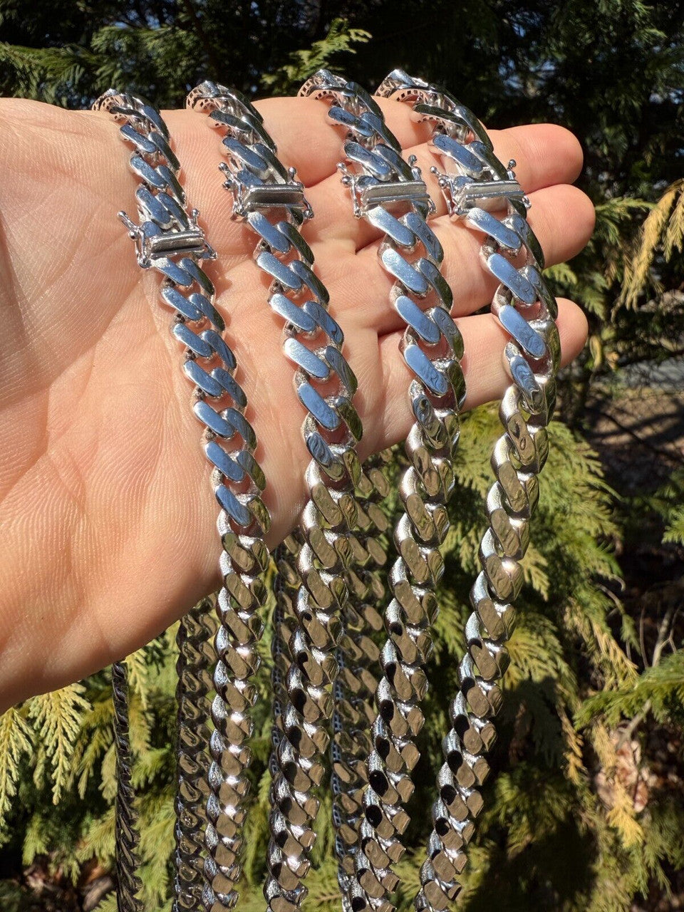 Monaco Cuban Chain Necklace HOLLOW - Rhodium Finish 925 Sterling Silver - 16"-28" - 9mm-15mm EVERYDAY ESSENTIALS HarlemBling